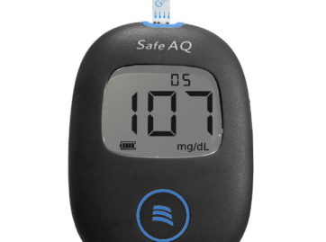 Glukometr Safe AQ Air z wynikami glukozy